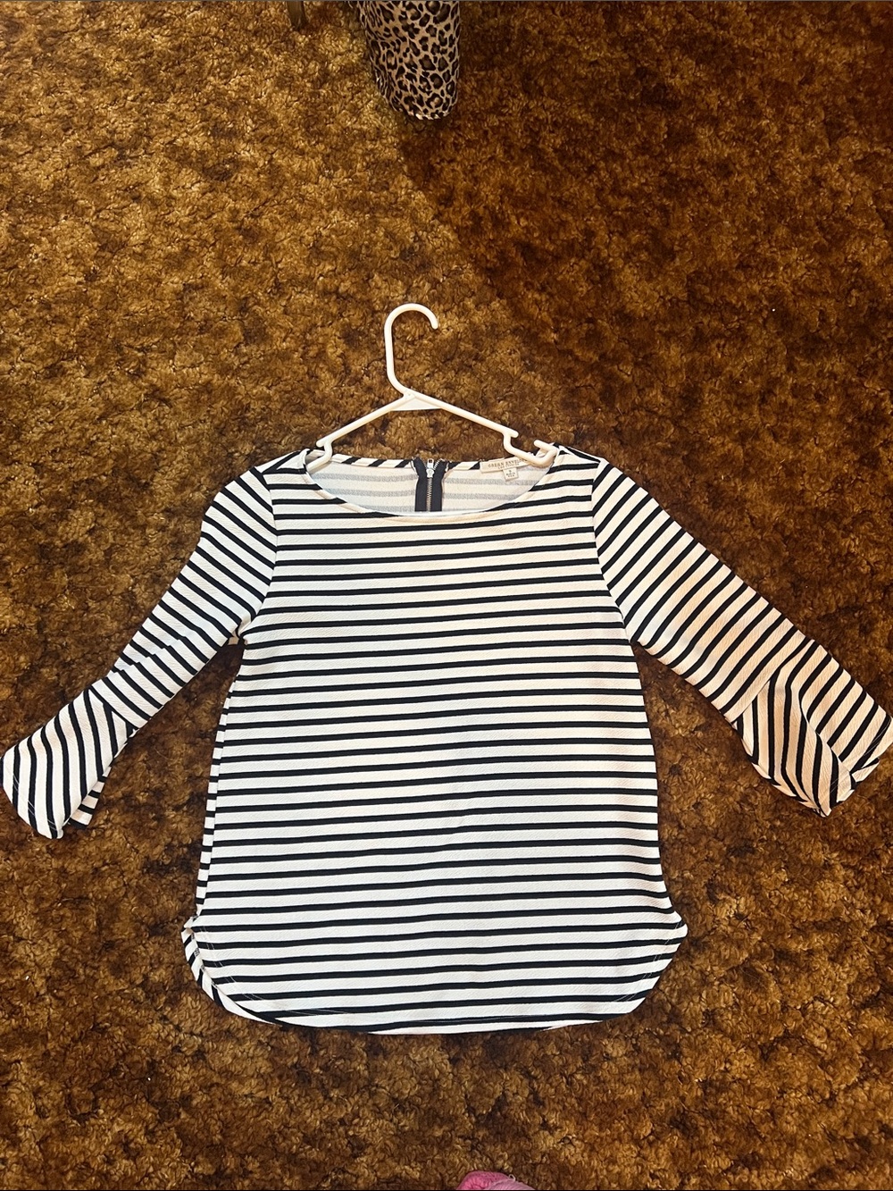 Striped navy & White Women's Boatneck Top